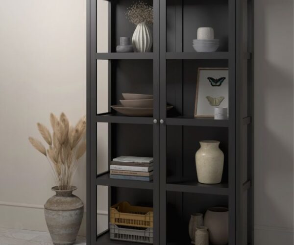 Dawson Showcase Display Cabinet with 2 Doors in Black