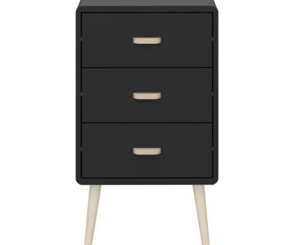 Yale Bedside Table 3 Drawers Black Painted