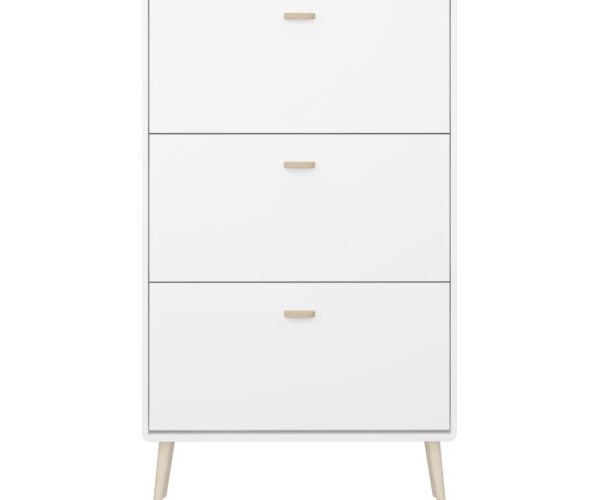 Yale Shoe Cabinet with 3 Flip Down Doors in Pure White