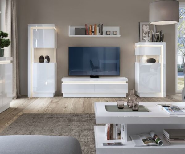 Rea Narrow Display Cabinet (LHD) 123.6cm High (including LED lighting)