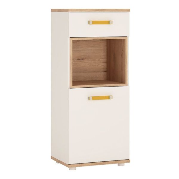 Alice 1 Door 1 Drawer Narrow Cabinet with Orange Handles - Cabinet - Home Store UK