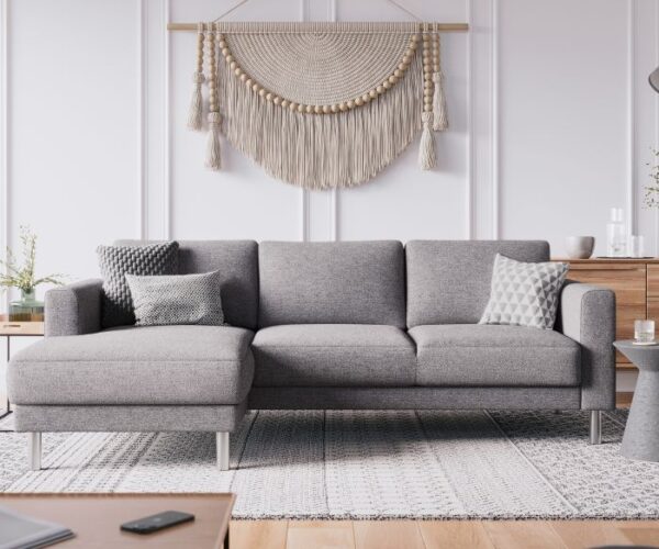 Baker Chaiselongue Sofa (LH) in Nova Light Grey