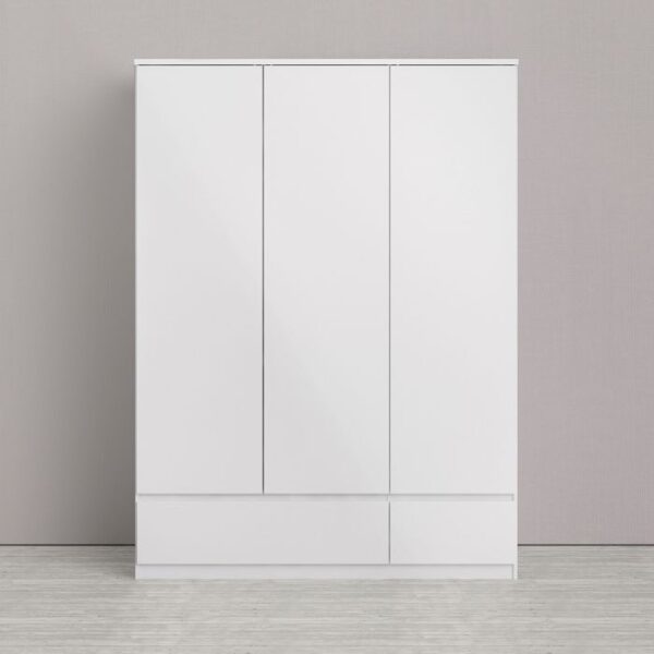 Sydney Wardrobe with 3 Doors 2 Drawers in White High Gloss Wardrobe Home Store UK