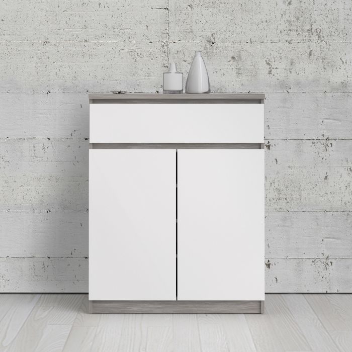 Sydney Sideboard 1 Drawer 2 Doors in Concrete and White High Gloss