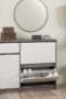 Sydney Shoe Cabinet with 2 Flip Down Doors 1 Door and 1 Drawer in Concrete and White High Gloss - Shoe Storage Cabinets - Home Store UK