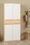 Sydney Shoe Cabinet with 4 Doors 1 Drawer in Jackson Hickory Oak and White Shoe Cabinet with 4 Doors 1 Drawer in Jackson Hickory Oak and White - Shoe Storage Cabinets - Home Store UK