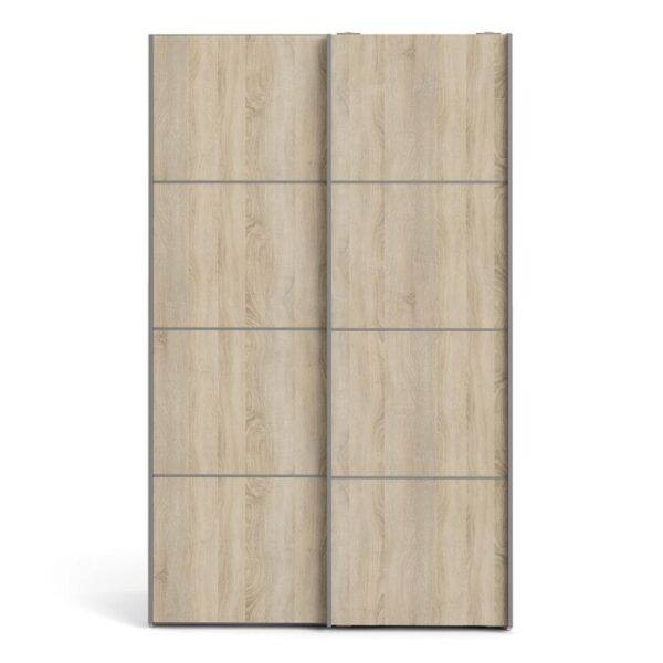 Ross Sliding Wardrobe 120cm in Oak with Oak Doors with 5 Shelves - Image 2