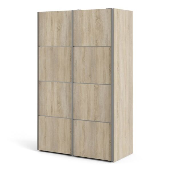 Ross Sliding Wardrobe 120cm in Oak with Oak Doors with 5 Shelves - Image 3