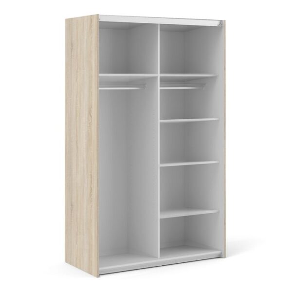 Ross Sliding Wardrobe 120cm in Oak with Oak Doors with 5 Shelves - Image 9