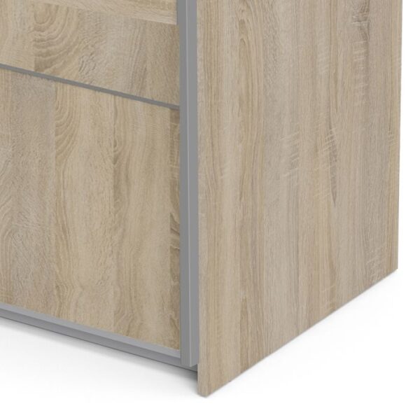 Ross Sliding Wardrobe 120cm in Oak with Oak Doors with 5 Shelves - Image 7