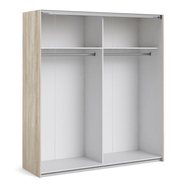 Ross Sliding Wardrobe 180cm in Oak with Mirror Doors with 2 Shelves - Image 11