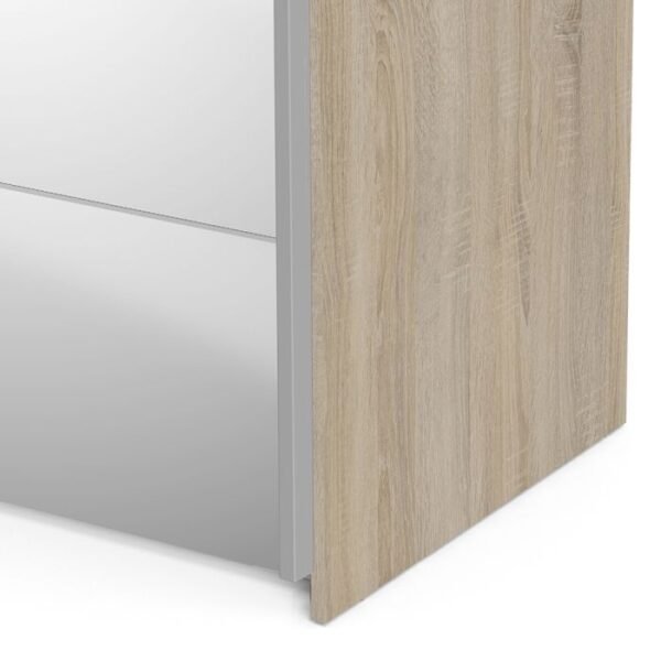 Ross Sliding Wardrobe 180cm in Oak with Mirror Doors with 5 Shelves - Image 7