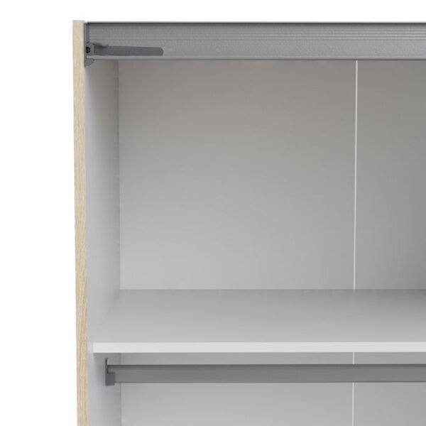 Ross Sliding Wardrobe 180cm in Oak with Mirror Doors with 5 Shelves - Image 8