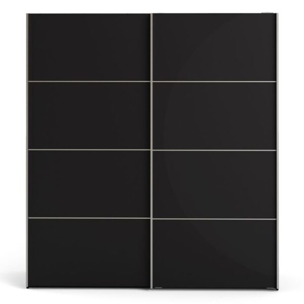 Ross Sliding Wardrobe 180cm in Black Matt with Black Matt Doors with 2 Shelves - Image 11