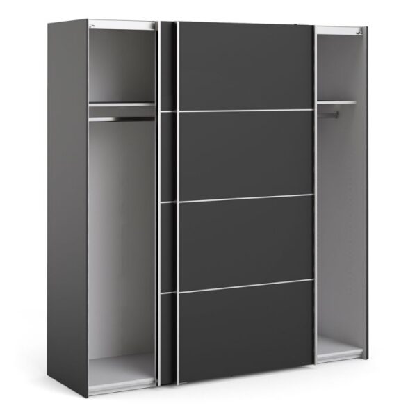 Ross Sliding Wardrobe 180cm in Black Matt with Black Matt Doors with 2 Shelves - Image 13