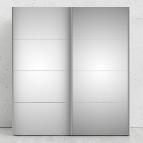 Ross Sliding Wardrobe 180cm in Black Matt with Mirror Doors with 2 Shelves