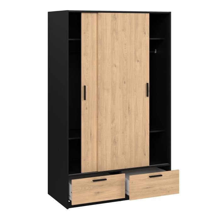 Rope Wardrobe with 2 Doors 2 Drawers in Jackson Hickory Oak - Home Store Uk