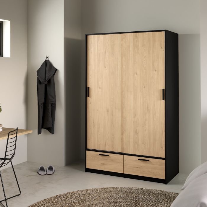 Rope Wardrobe with 2 Doors 2 Drawers in Jackson Hickory Oak - Home Store Uk