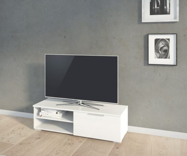 Silver TV Unit 1 Drawers 2 Shelf in White High Gloss