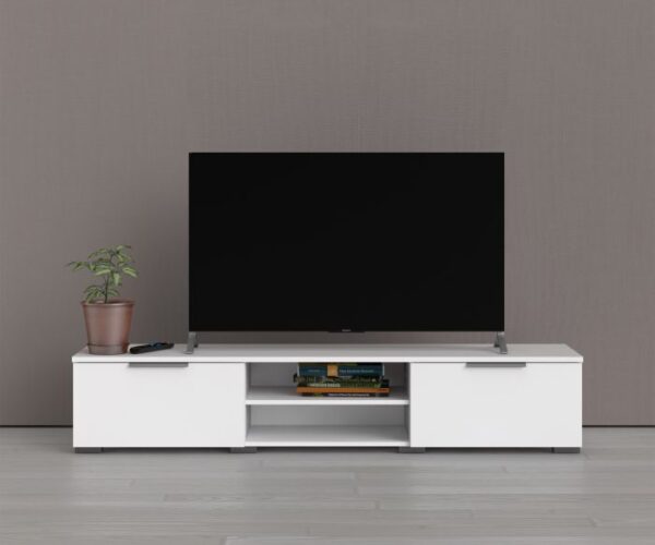 Silver TV Unit 2 Drawers 2 Shelf in White