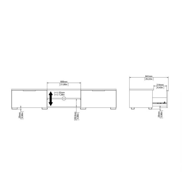 Silver TV Unit 2 Drawers 2 Shelf in White High Gloss - Image 12