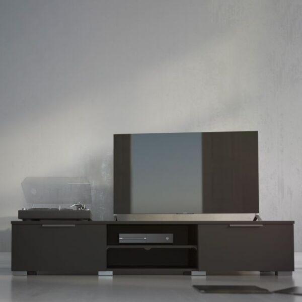 Silver TV Unit 2 Drawers 2 Shelf in Black - Image 6