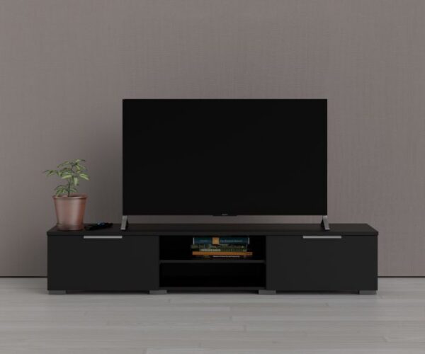 Silver TV Unit 2 Drawers 2 Shelf in Black