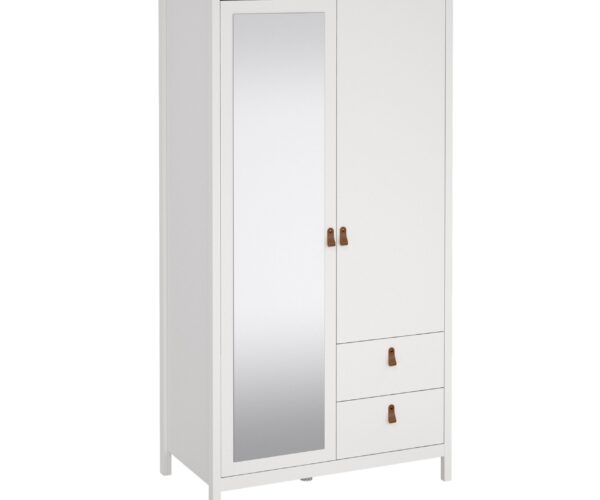 Poppy Wardrobe with 1 Door 1 Mirror Door 2 Drawers in White