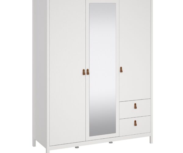 Poppy Wardrobe with 2 Doors 1 Mirror Door 2 Drawers in White