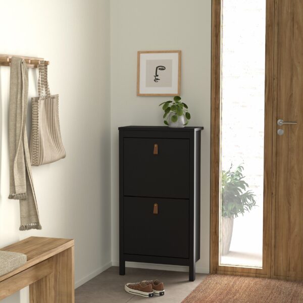 Poppy Shoe Cabinet 2 Flip Down Doors in Matt Black - Image 6