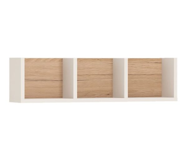 Alice 70cm Sectioned Wall Shelf in Light Oak and White High Gloss