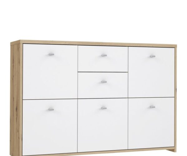 Smith Storage Cabinet with 2 Drawers and 5 Doors in Artisan Oak/White