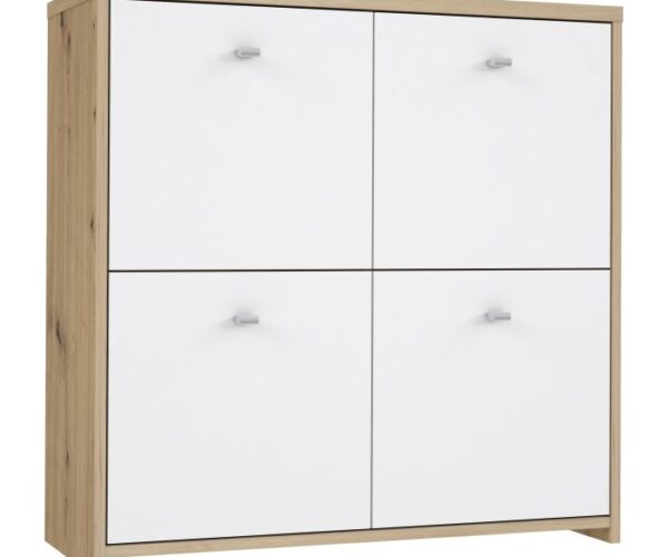 Smith Storage Cabinet with 4 Doors in Artisan Oak/White