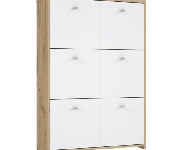 Smith Storage Cabinet with 6 Doors in Artisan Oak/White