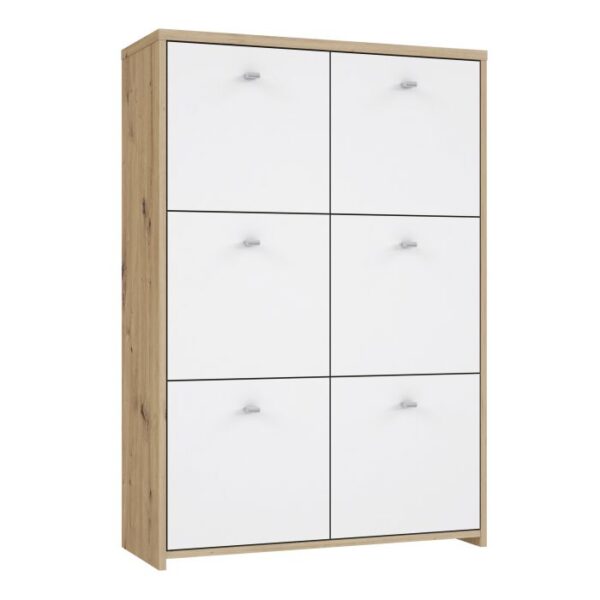 Smith Storage Cabinet with 6 Doors in Artisan Oak/White Chest of Drawer Home Store UK