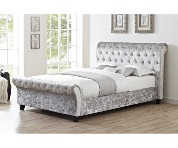 Anfa HFE Crushed Velvet Double Bed Grey