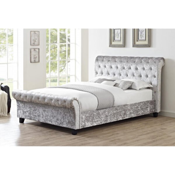 Anfa HFE Crushed Velvet Double Bed Grey - Clearance - Home Store UK