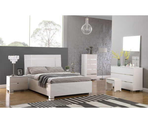 Espoo High Gloss Double Bed White