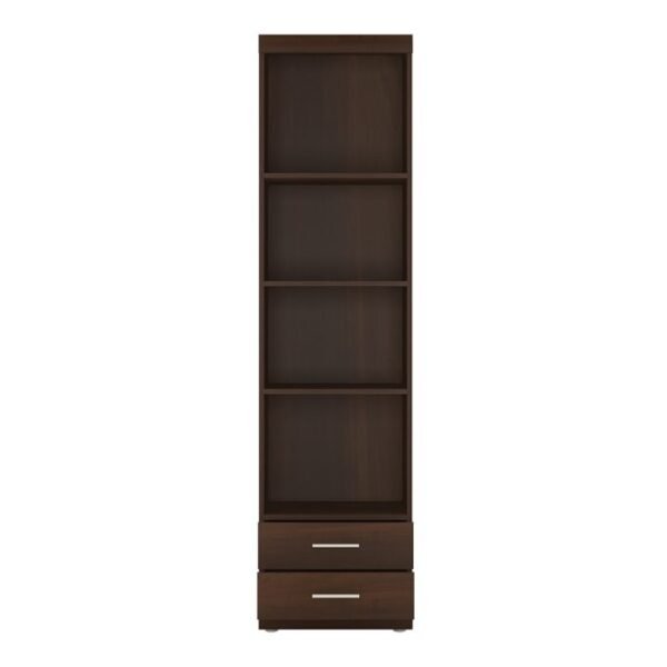 Huston Tall 2 Drawer Narrow Cabinet with Open Shelving in Dark Mahogany Melamine - Image 3