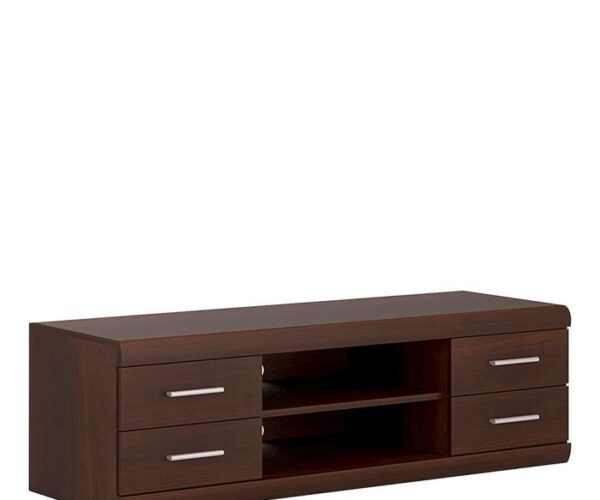 Houston Wide 4 Drawer TV Cabinet in Dark Mahogany Melamine