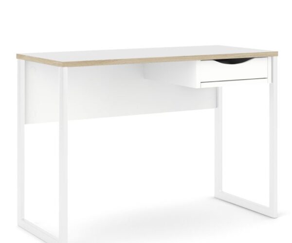 Lilly Desk 1 Drawer in White with Oak Trim
