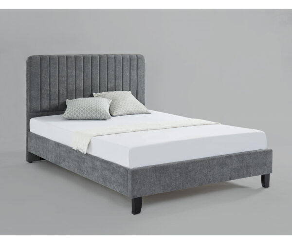 Livingood Fabric Double Bed Grey
