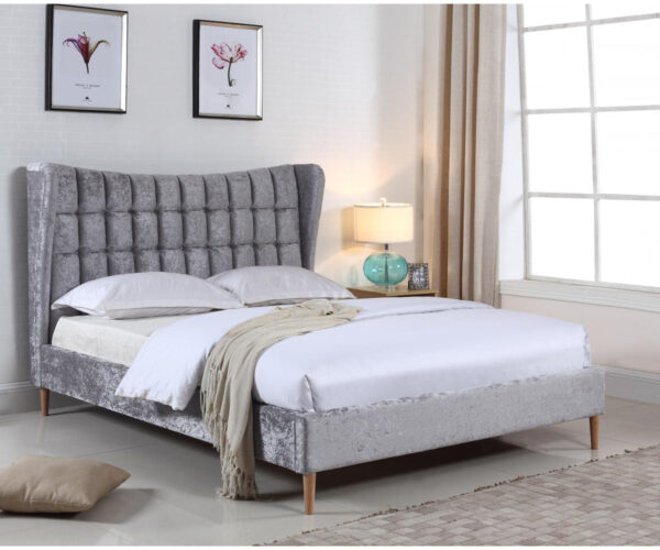 Mara Crushed Velvet Double Bed Silver