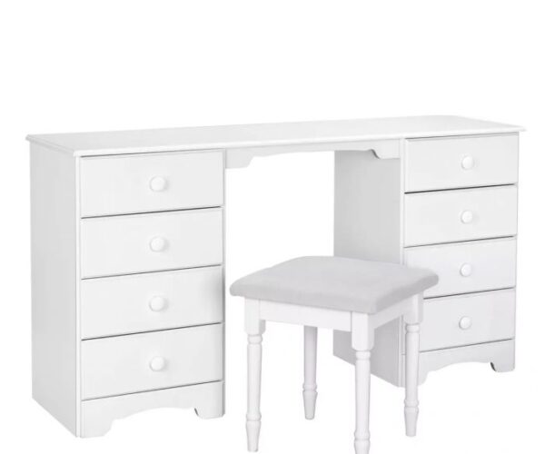 Upwood Dressing Table 4+4 Drawers + Chair in White