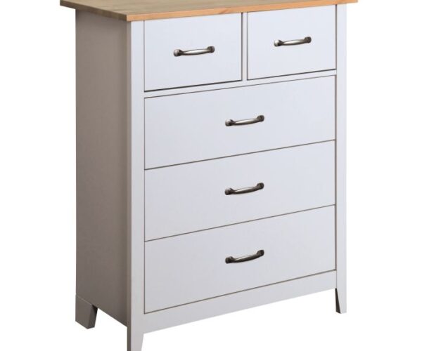 Waller Chest of Drawers 3+2 Drawers in Grey and Pine