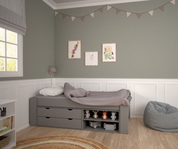 Perry For Kids Single Bed Incl. Under Bed Drawers in Folkstone Grey