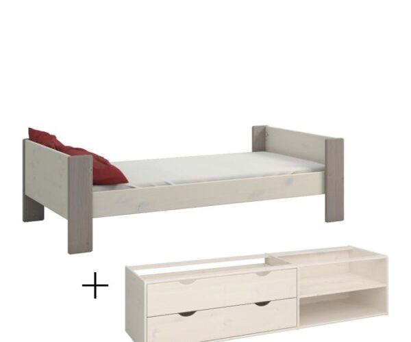 Perry For Kids Single Bed Incl. Under Bed Drawers in Two Tone