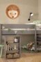 Perry for Kids Mid Sleeper in Folkestone Grey, Includes - Tree of Life Tent + Tunnel + 2 Pockets in Green + 1 Pocket in Red - Kids Room - Home Store UK