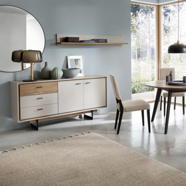 Gray 2 Door 3 Drawer Sideboard in Grey and Oak - Sideboards - Home Store UK