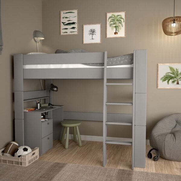 Perry For Kids High Sleeper in Folkstone Grey - Kids Room - Home Store UK